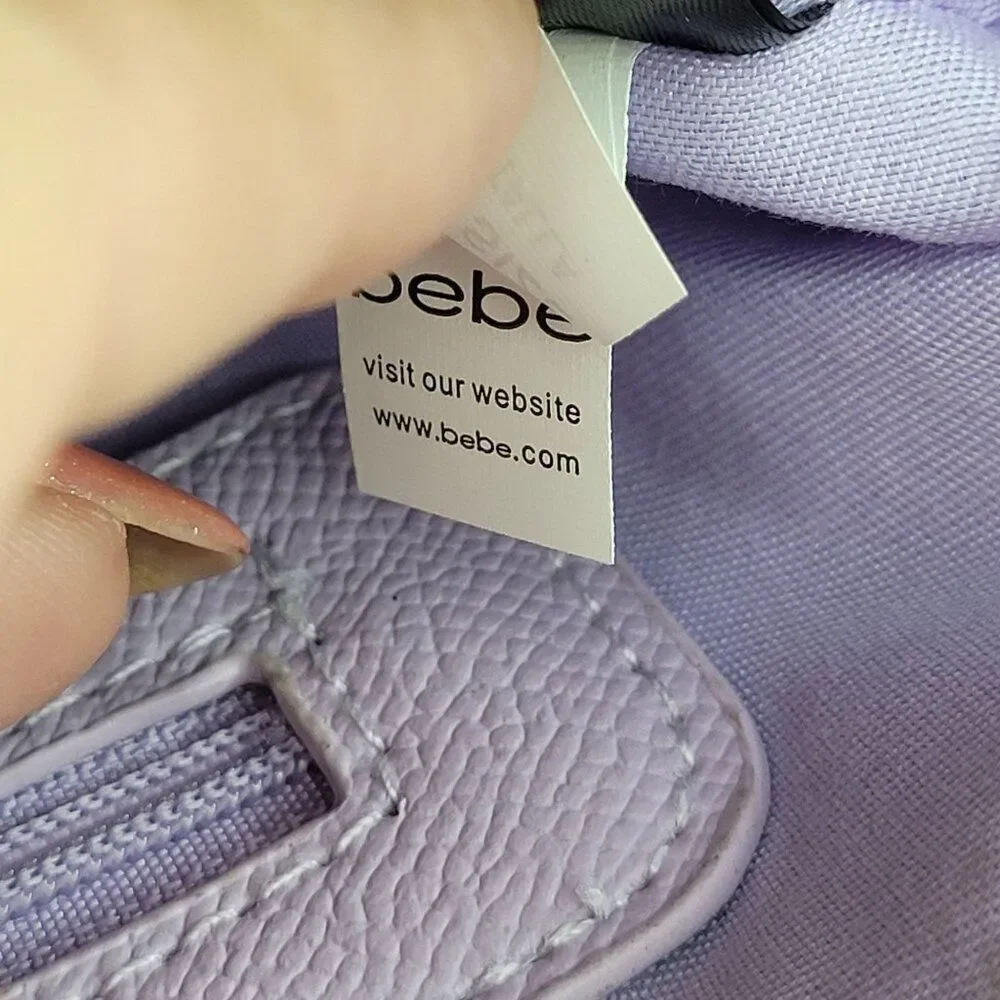 Bebe Womens Vegan Evie Satchel Bag Lilac Pastel Purple Faux‎ Leather Top Handle